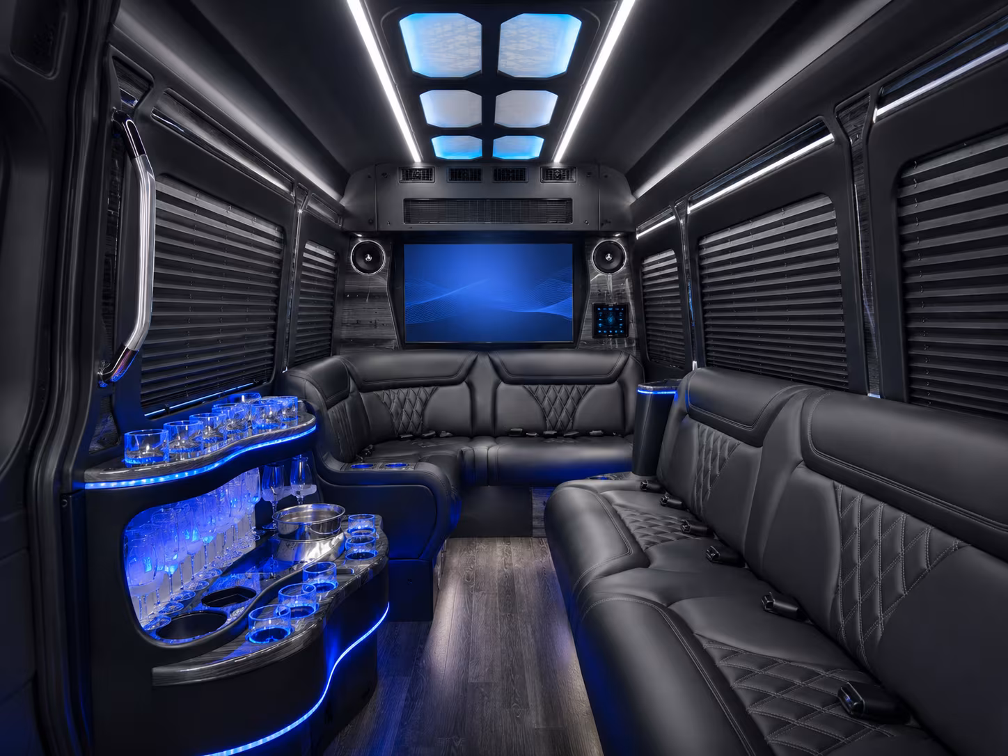 sunnyvale 50 passenger party bus inside
